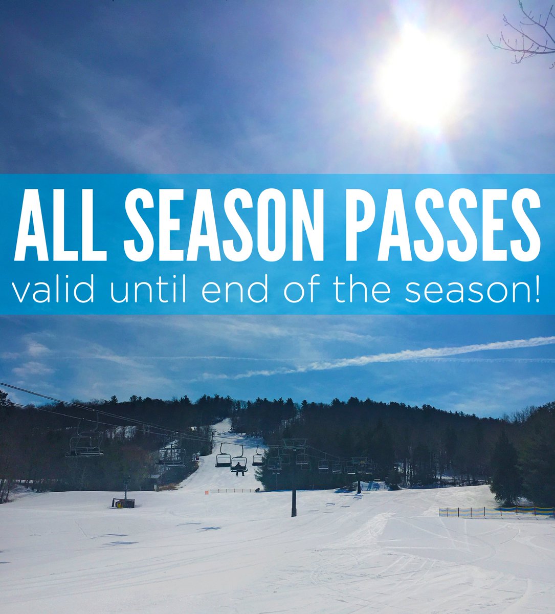 The sun is shining and we have tons of snow! All Season Passes are valid until the end of the season, so come enjoy these beautiful condtions! #mohawkmtn