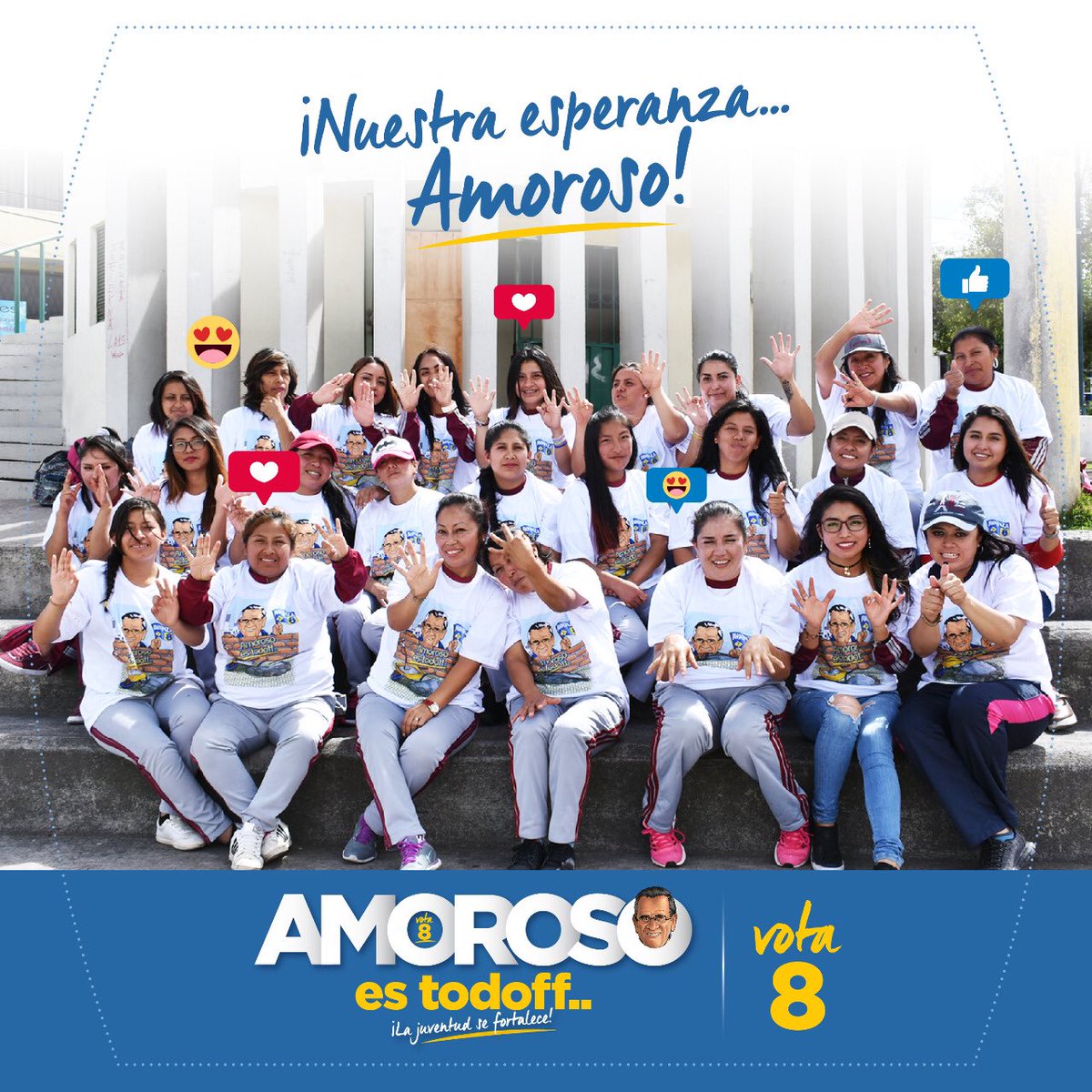 La Juventud será una de mis prioridades en mi próximo período como Alcalde, les brindaré trabajo, becas y muchas oportunidades para que su futuro sea sólido. #Ambatosefortalece #AmorosoAlcalde