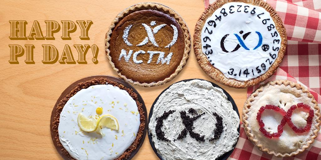 NCTM's tweet image. Happy Pi Day from NCTM! Featuring pies from your NCTM Staff! Which one is your favorite? Comment Below! 

We have (from top left to bottom right): Pumpkin, French Apple, Lemon Creme, Oreo, and another Apple!