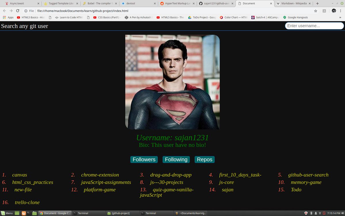 mystic_monk_'s tweet image. Learner about babel and webpack which complies the code for old browsers compatibility and create a bundle of organised code, and build one small app using #XMLhttprequest . UI of the app is too colorfull 😀😃😜
#altcampus #javaScript