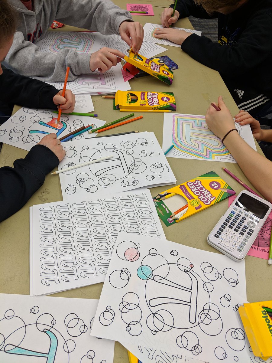 Coloring Pi is therapeutic! #vhpiday2019 <a href="/VHHSMath/">VHHS Math</a>