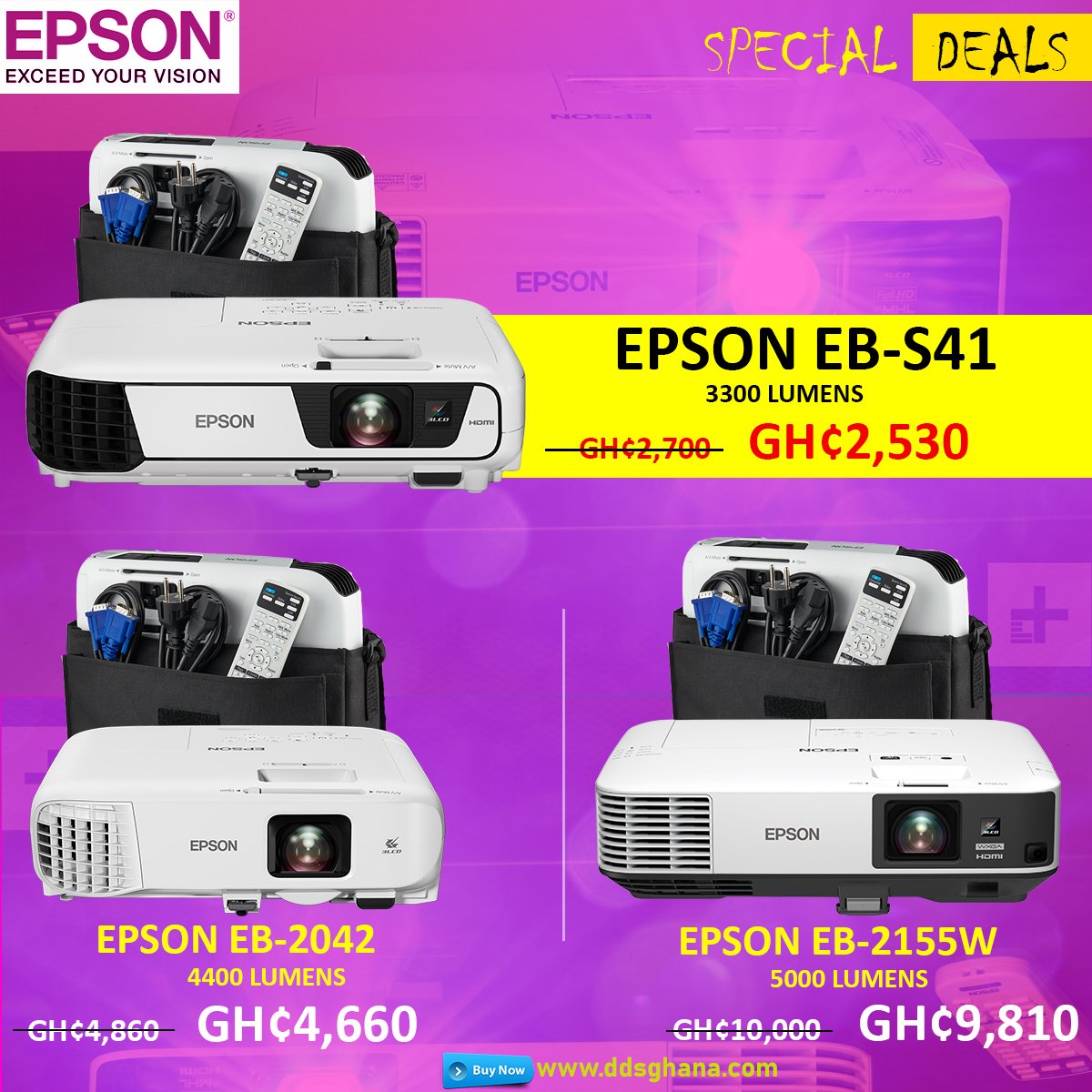 ddsltd1's tweet photo. Special Deals !!!!!!!
 Supersize your Entertainment with Epson.
 Buy online https://t.co/KnnOMa6MMX  or visit any of our showrooms.
 Contact:0547588588/0249325555/0504444045
 Whatsapp:0540445666
 #DDS #Epson #Projectors https://t.co/kt15Qaj8UN