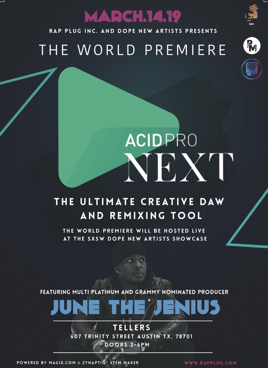 JuneTheJenius's tweet image. Producers, if you're at #SXSW⁠ 2day check out the #ACIDProNEXT event. I will Be demoing the new ACID Pro NEXT live on FB &amp;amp; IGTV. 🎹💯💪🏾 | #thehitcartel