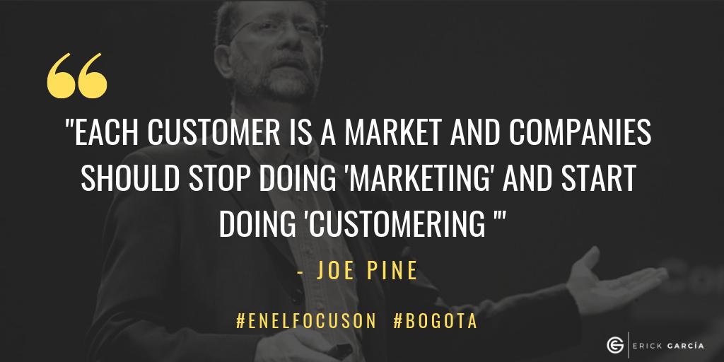 ErickGarcia_CX's tweet photo. "The key is #personalization. Interact with customers to create a unique value proposition for each one. From #Marketing to #Customering"  @JoePine

Thanks @EnelGroup for this fantastic keynote!
#EnelFocusOn #CustomerCentricity #CustomerExperience #Ad
@neilCattermull @RudiBressa https://t.co/vn8lLW7YDl