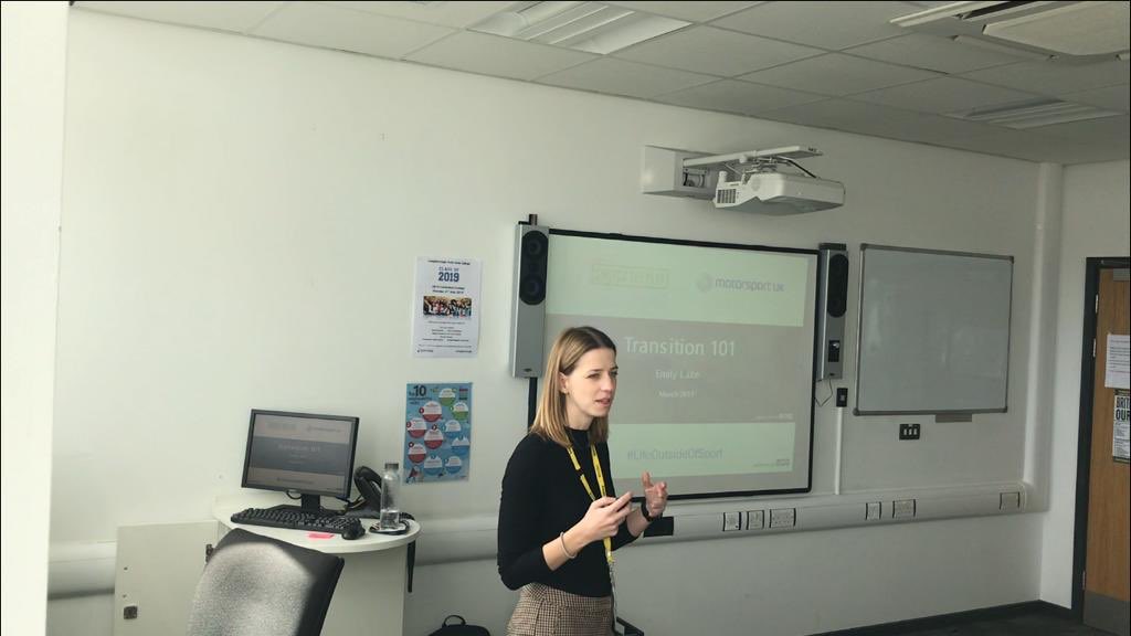 emilyrcollett's tweet photo. A great day with @MotorsportUKAc meeting the Academy Drivers and exploring transitions in and out of sport! @Switch_the_Play https://t.co/l8Qa4fx21b
