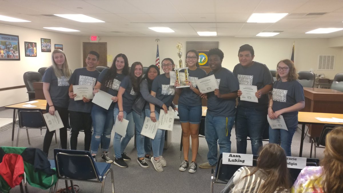 MakerSpace_RHS's tweet photo. WE WON...AGAIN!!! Congratulations to our Battle of the Books High School Team!!! #CHAMPSAGAIN #HeadedtoRegionals #RamPride @rockinrams @jenniferpjones @RHSMs_King @ydstubblefield https://t.co/mKPiAuqk4k