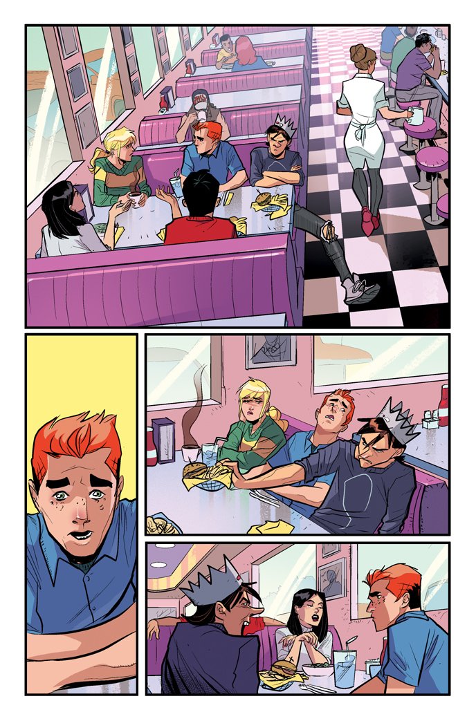 Here's something fun! 3 different coloring styles, from 3 different Archie books drawn by @Supajoe! The rendering style in each is pretty identical: cel-shading, Hard Light layers for some lighting, alot of the same brushes. The differences are mostly in choice of colors. 