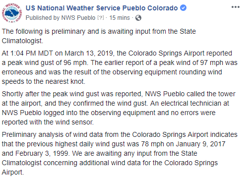 NWSPueblo's tweet photo. Let's try this again: Here is some updated info about the strong wind gust at the Colorado Springs Airport yesterday, March 13th. #cowx #coblizzard https://t.co/VgHM0HeI8U