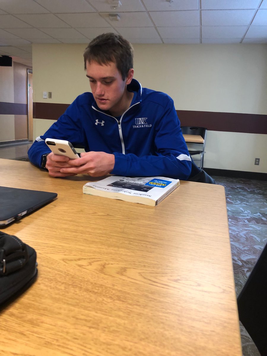 joshbolke's tweet photo. #106Week10NHS19 ⁦@HobbsLabUNK⁩  No lab means I get to study all day with this student athlete #blessed https://t.co/iJEf2PXBrN
