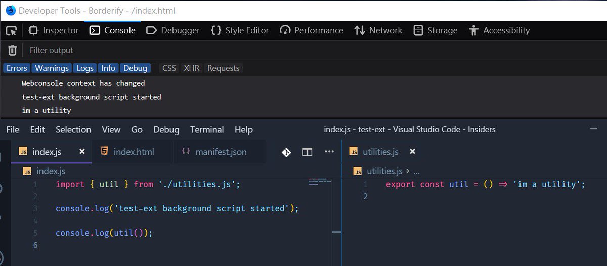 t7yang's tweet image. Since browser @firefox support native ES module, its available to developing browser extension with module. Happy coding 😀

#webextension
#esmodule