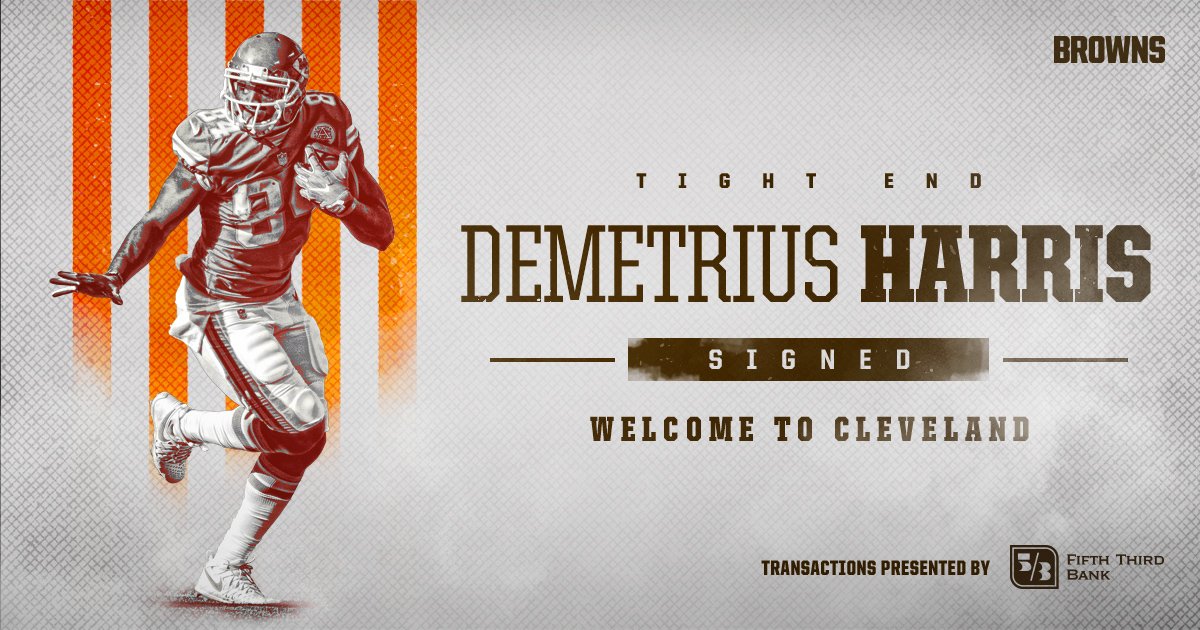 Browns's tweet photo. Welcome to Cleveland, Demetrius Harris!

📰 » https://t.co/9GeZeGuNQY https://t.co/0NTbawq8ZT
