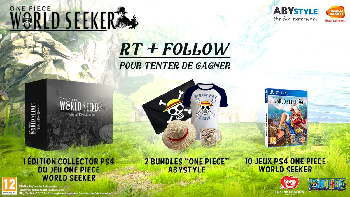 PlayStationFR's tweet photo. 🎁 CONCOURS #ONEPIECE 🎁
RT + FOLLOW pour tenter de gagner :
• 1 Édition Collector de #OnePieceWorldSeeker
• 2 packs “One Piece Abystyle”
• 10 jeux
TAS le 22/03 👉 https://t.co/OtSnwzXau1
Bonne chance 🍀 https://t.co/cvkbqHIvN6