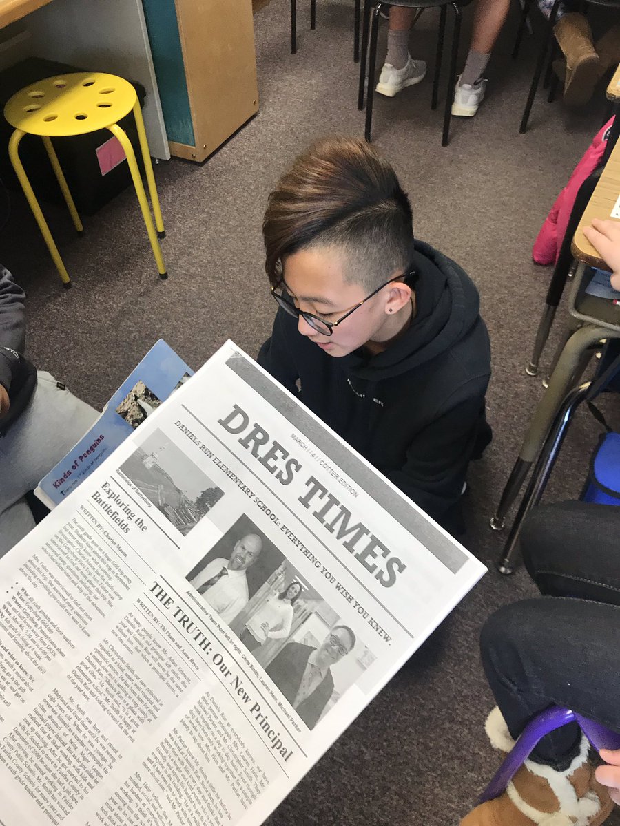 ms_cotter6th's tweet photo. Shared our newspapers with the second graders in Ms. Mahfus’s classroom this morning! #readacrossamericaday @DanielsRunES https://t.co/mMBoOZTr0g