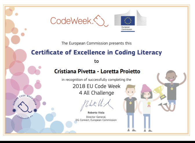 LorettaProietto's tweet image. Another satisfaction for me and my colleague @fantascrivendo for participating, successfully, in #codeweek4allchallenge with our students 😊 #EuropeCodeWeek2018 #IstitutoComprensivoDonMilani #Carbonia