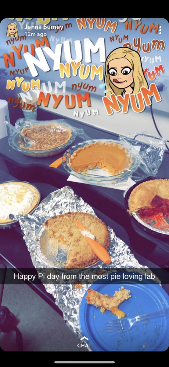 helloericahui's tweet photo. When you miss #PiDay2019 in lab bc of your co-op but then they save you a piece of every pie!!!! #CaliariLab 💕🥧 https://t.co/PY6OF4ijQd