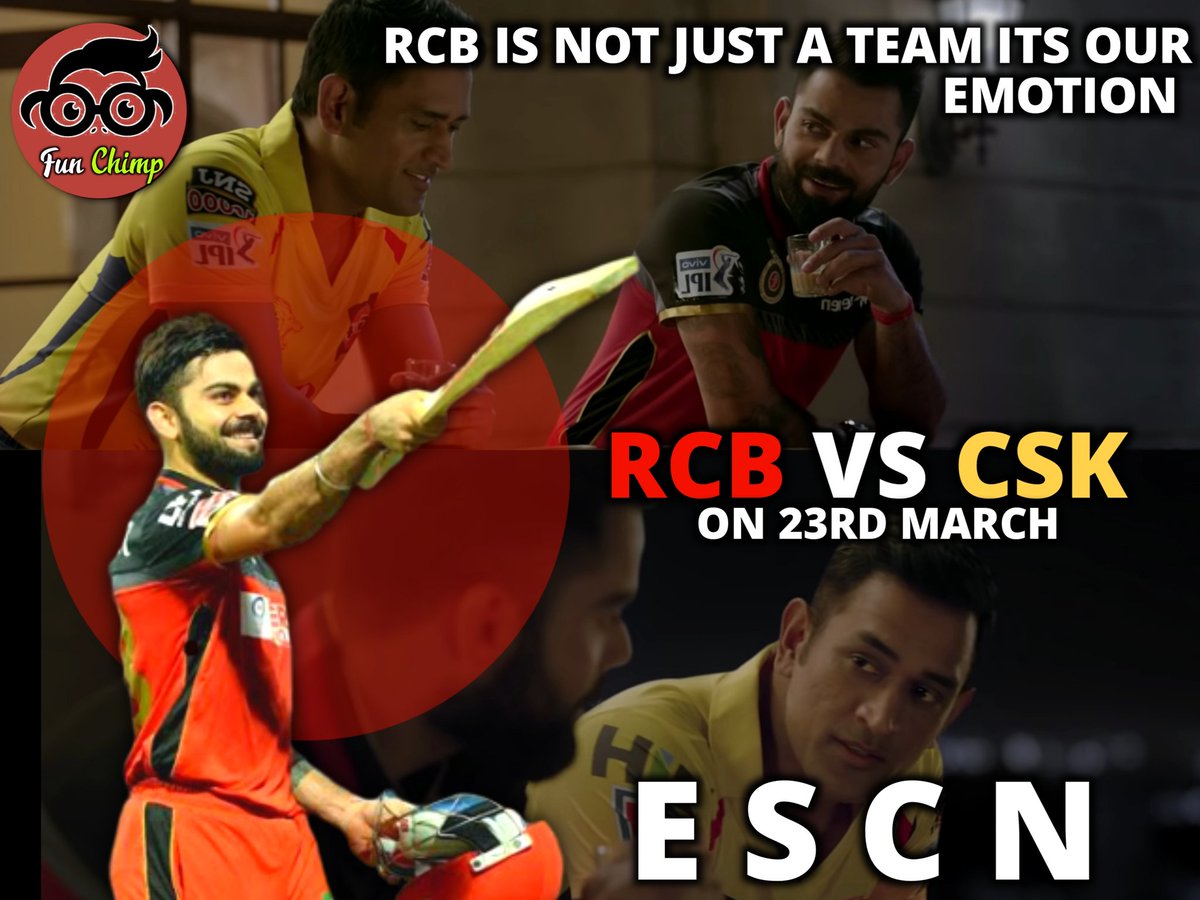 GoofyGhosts's tweet photo. Count down started #rcbfever #rcbforever
First match #rcb vs #csk
#escn fever vs #whistlepodu https://t.co/fdj2LhwCa3