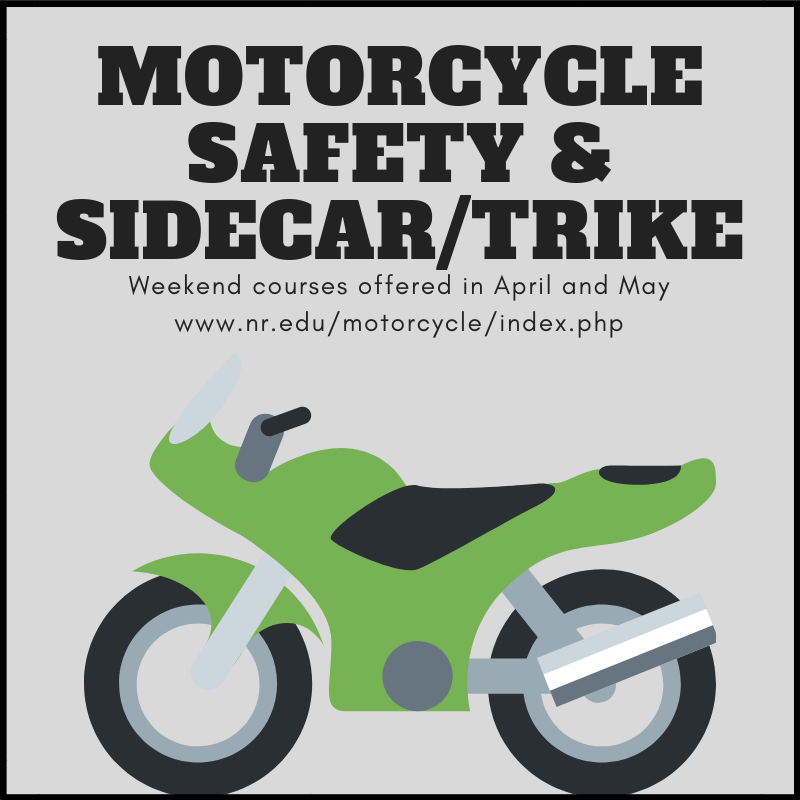 Sign up for NRCC's upcoming motorcycle safety &amp; sidecar/trike courses, and learn how to safely operate motorcycles and three-wheel vehicles. For more information: nr.edu/motorcycle/ind… #nrcc #sidecar #trike #motorcycle