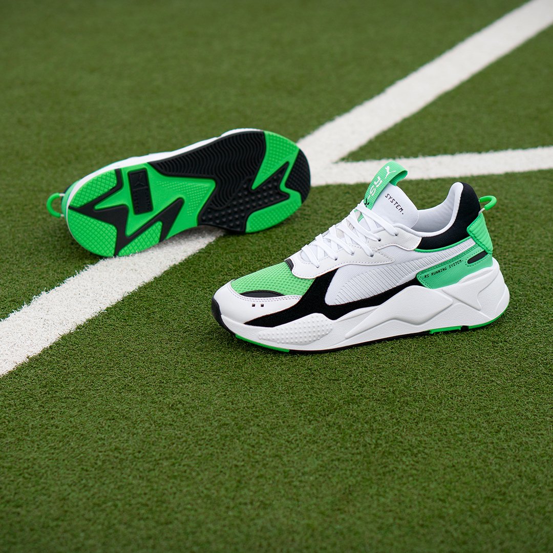 puma rs x white green