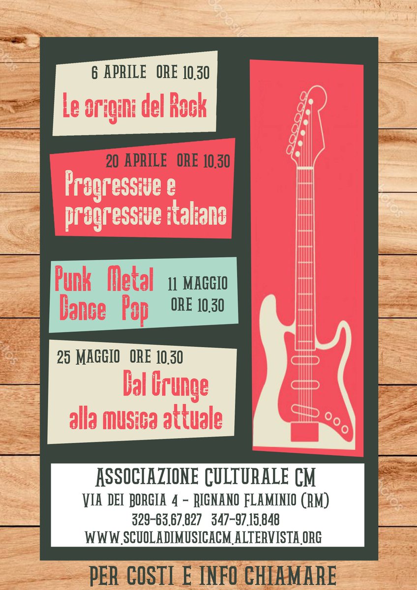 4 incontri dedicati alla storia del Rock, tenuti da Leonardo Guelpa @Clyde_official1 Per partecipare scriveteci oppure chiamate il N° 329-6367827
#storiadelrock #musicarock #progressive #grunge #metal #rock #rignanoflaminio #scuoladimusicacm #originidelrock #Musica