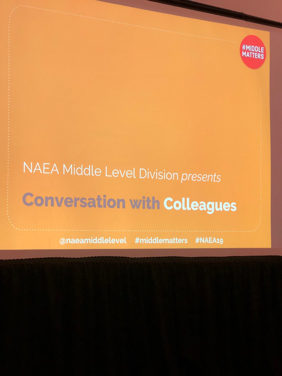 ⁦@NAEAMiddleLevel⁩ #middlematters #naea19 how can we share more art Ed at middle level? Connect+Share=learn