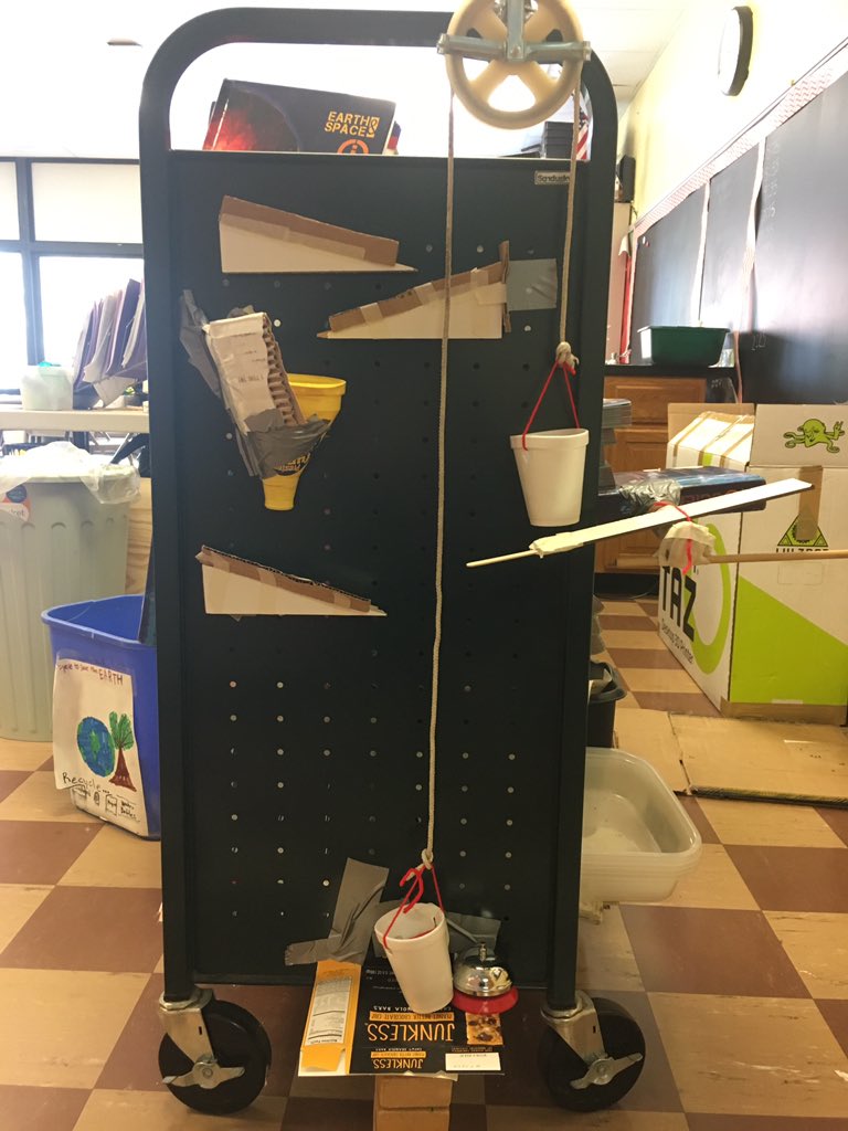 MsMcGivernSays's tweet photo. 40 minutes of frustrated sounds, group huddles and iteration...then “Science was really fun today!” Kids aren’t afraid of #HardFun.
#RubeGoldberg #SimpleMachines #CompoundMachine https://t.co/exFIGYAEAY