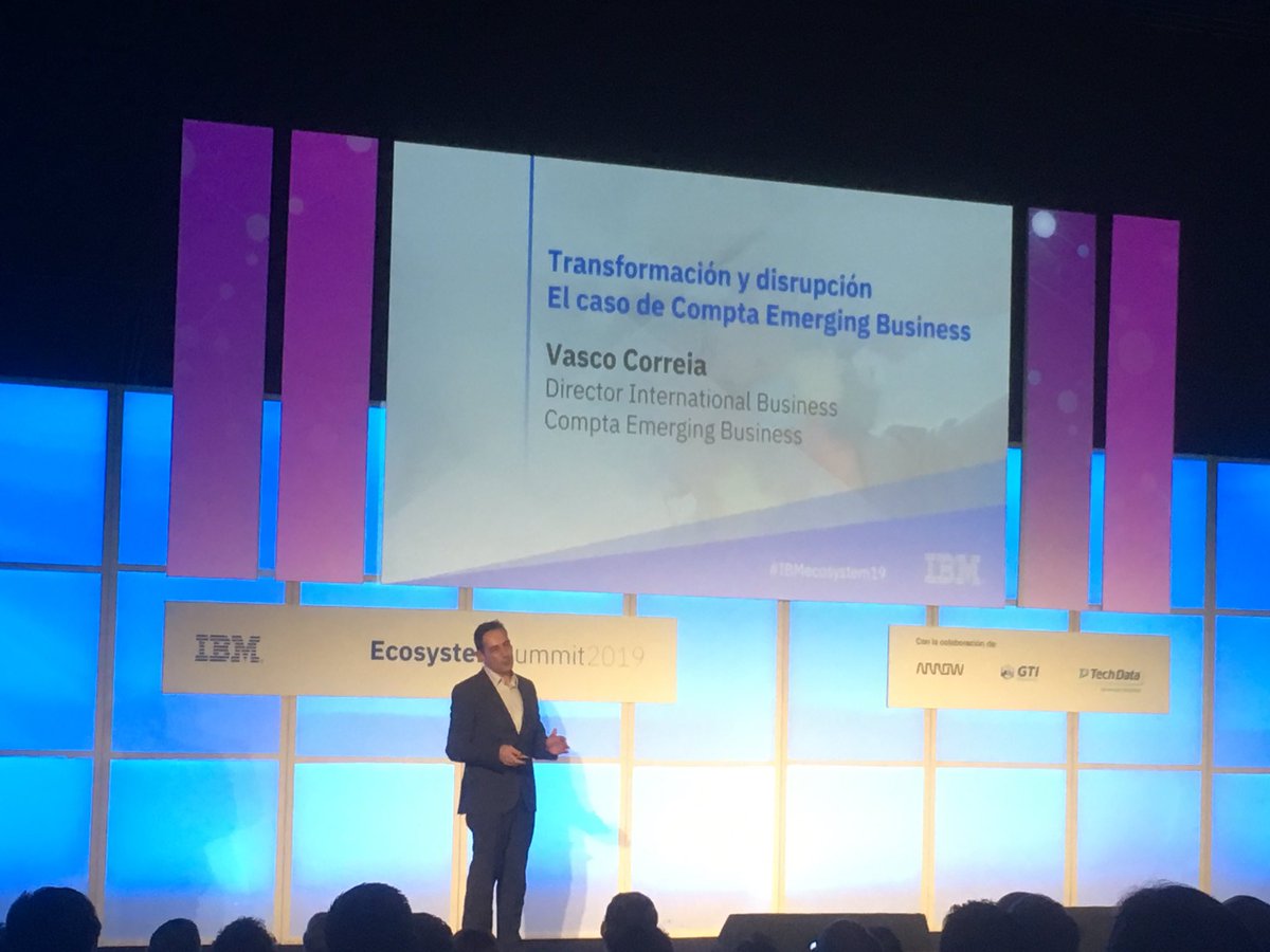 jaime_delbarrio's tweet photo. En #IBMecosystem19 es el momento de @comptaemerging A través de su DIB @VascoCorreia17 tras haber ganado recientemente la #WatsonBuild2018 https://t.co/QSDCd3qlny