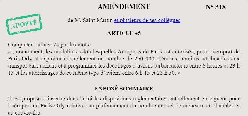 Deputee_Obono's tweet photo. #DirectAN #PJLPacte #ADP #LReM vote un amendement sur mesure pour inscrire dans la loi le couvre feu nocturne (réglementaire) dont bénéficie l'aéroport d' #Orly en excluant tous les autres qui sont pourtant bien + pénalisés ! #pollution #petitsarrangementsentreamis #clientelisme https://t.co/FGZ46AiwRe