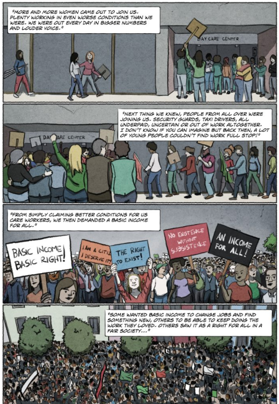 scottsantens's tweet photo. This comic makes me happy. Let's all thank @jopintopt &amp; @zeduardoviana for creating it for @GreenEUJournal. We need so much more art like this! If you're a comic artist, or an illustrator, or an animator, please consider this kind of storytelling for UBI.

https://t.co/RzLZiJdz4q https://t.co/MWdIIBnmmY