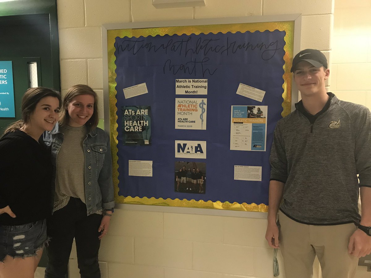 MPathtraining's tweet photo. Myers Park athletic training student aides with our National Athletic Training Month bulletin board! @NCATA1974 #NCATA74 #ATforthewin https://t.co/2vAyLlWkcF