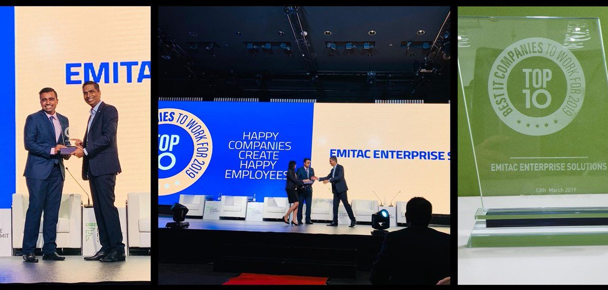 Emitacees's tweet photo. Congratulations EES Family!
Weโre delighted to announce that Emitac Enterprise Solutions has been recognized amongst the โTop 10 Best IT Companies to Work For 2019โ during the Future IT Summit & Catalyst Awards 2019 hosted by GEC Media Group.
#GECmediagroup
#FutureITsummit https://t.co/o4GZAabUfk