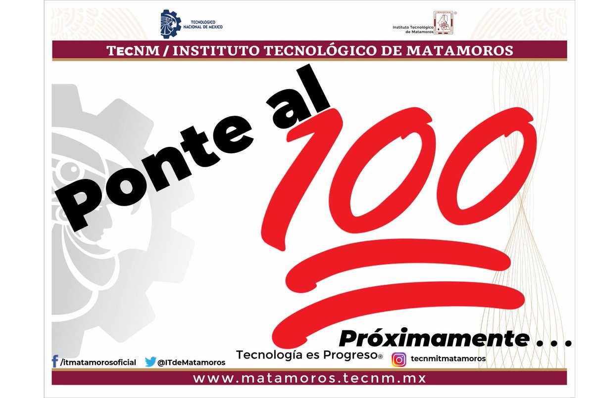 TecNM_Matamoros's tweet photo. #PonteAl100
atentos Próximamente . . . más información
#TecNM #Matamoros #OrgulloTecNM #OrgulloGorila #TodosSomosTecNM #ActivaTec https://t.co/VUBSBRJTOv
