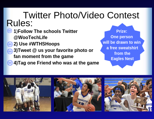 wteagles's tweet photo. Win a Worcester Tech Hoodie:
How to enter:
1) Follow @WooTechLife
2) Tweet @ us with your favorite photo or fan moment from the game
3) Use the hashtag #WTHSHoops when you tweet
4) Tag a friend who went to the game with you
Spread the news and Go Eagles!!! @WTHoops https://t.co/HKBusTI14R