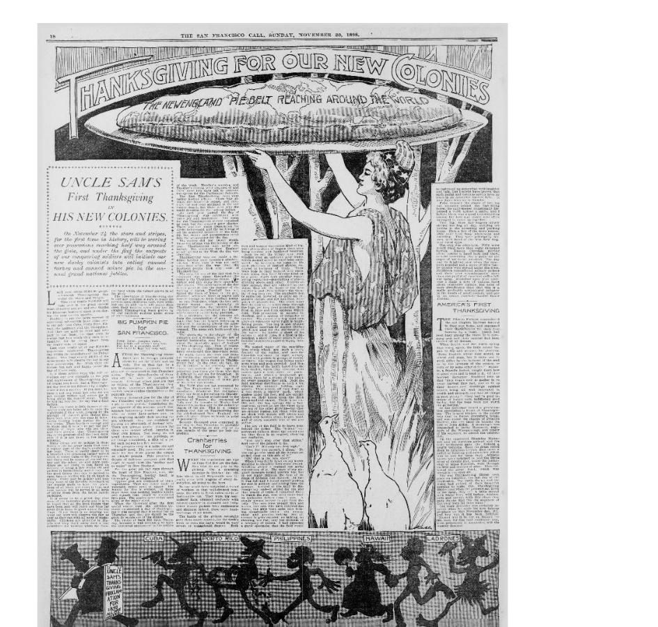  #PiDay The second was the Americanization of  #pie (during the Second Great Immigration) through the elevation of Thanksgiving, originally a New England holiday, and other founding myths such as George Washington’s cherry tree incident. (San Francisco Call, 20 November 1898) /5