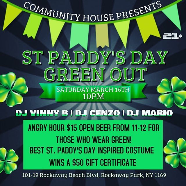 MarioIngargiola's tweet photo. ☘️ Come green out after the parade at @communityhouserb!! ☘️ Party starts at 10PM!!!! 🍺 11PM - 12PM ANGRY HOUR 15$ Open Beer if you are wearing GREEN 🍺 Best St.Paddy’s day inspired costume will win a $50 gift certificate to @communityhouserb! 🎉 Enter… https://t.co/kHi3GOrr07 https://t.co/o2di7SE24s