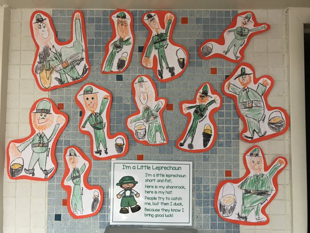 LPLionsTK504's tweet image. Our fine motor skills have improved so much! Check out our drawings of leprechauns! @laspositaslions #lhcsd #readyforkinder