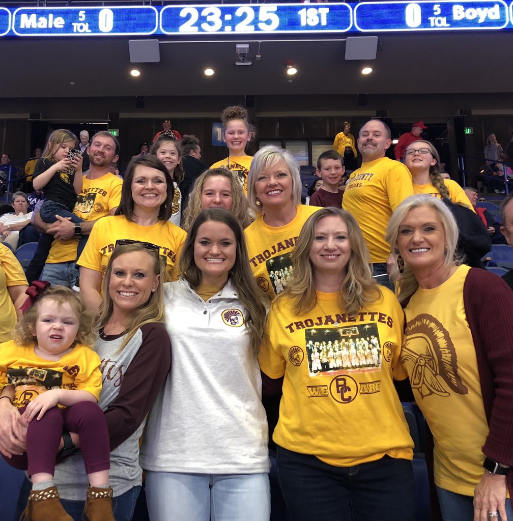 Temple Hill family supporting the Trojanettes today. So much fun!!! Congrats on the W girls!!! 🏀🏀🏀 #WeAreBC