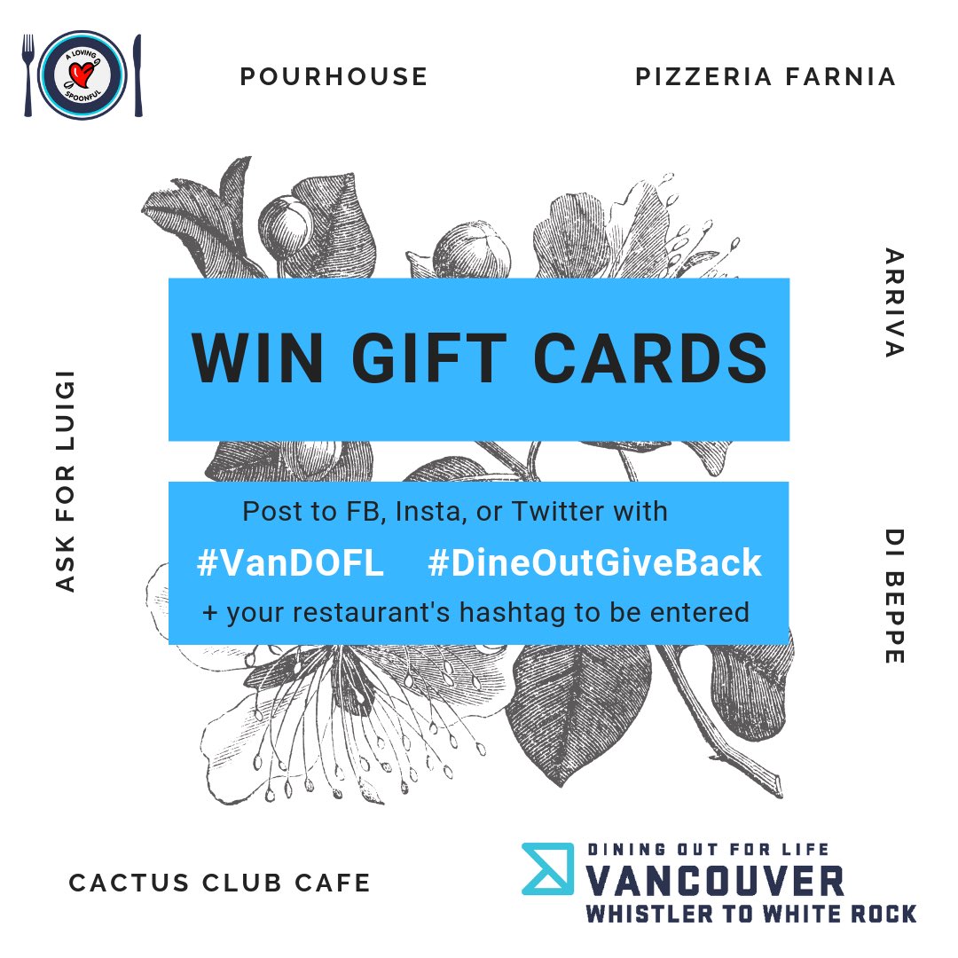 Dine Out for Life tonight and your next meal may be in us! #dineoutgiveback #VanDOFL