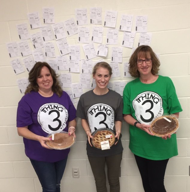 dsmathquilter's tweet photo. Happy Pi Day!! We celebrated for two days eating lots of pie, doing Pi themed activities and of course taking a quiz (while eating Pie). First time to celebrate the day since we weren't on spring break. Thank you parents for donating the pies! #piday2019 #ssmsmath #ssmsyr2 https://t.co/izNmwhVQym