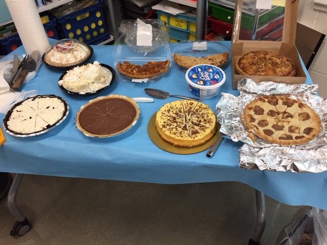 dsmathquilter's tweet photo. Happy Pi Day!! We celebrated for two days eating lots of pie, doing Pi themed activities and of course taking a quiz (while eating Pie). First time to celebrate the day since we weren't on spring break. Thank you parents for donating the pies! #piday2019 #ssmsmath #ssmsyr2 https://t.co/izNmwhVQym
