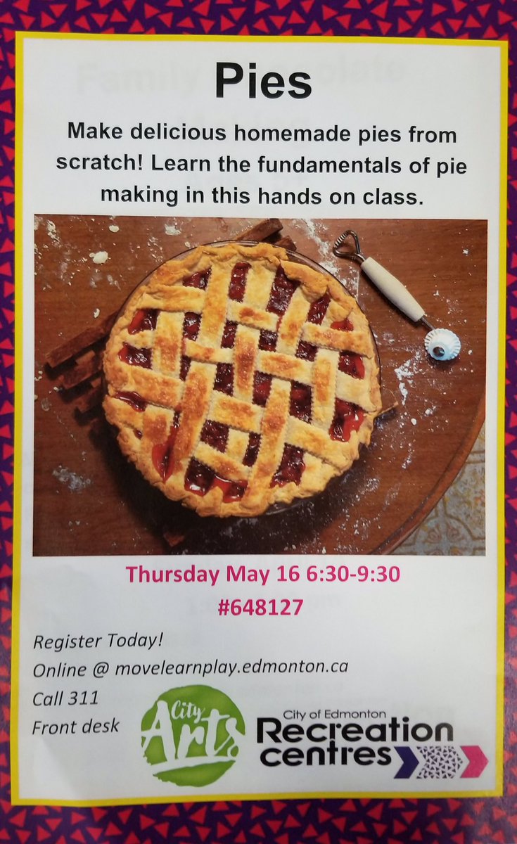 Happy #piday !
Did you know we offer a course on how to make pies 🥧? Check out this course and many more offered at the City Arts Centre and City Rec Centres at movelearnplay.edmonton.ca #yeg