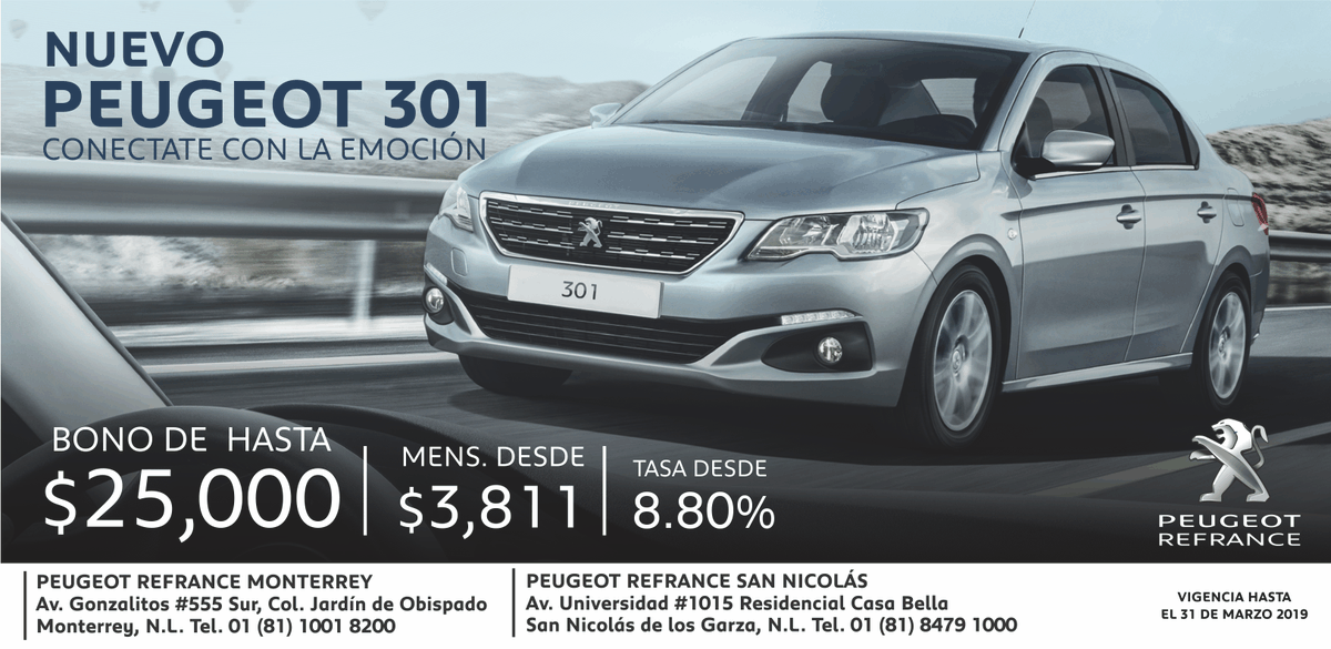  En Peugeot Refrance Monterrey y Peugeot Refrance San Nicolás llévate el   con bono hasta $  mil y mensualidades desde ...