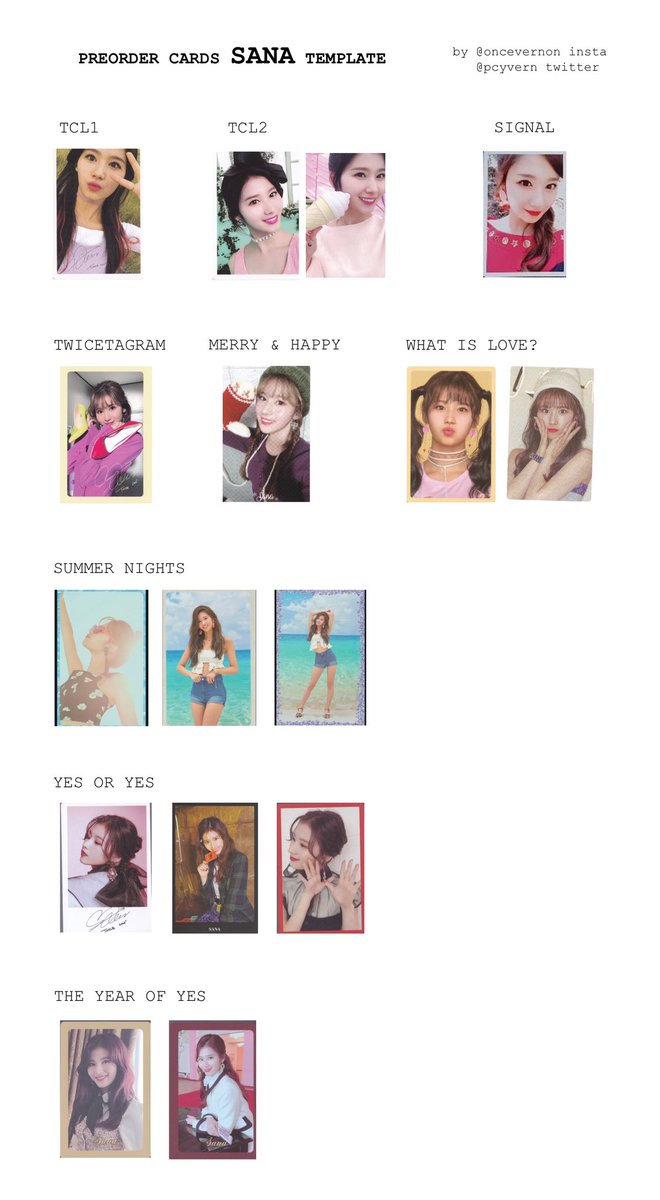 sana, jihyo, mina preorder card templates