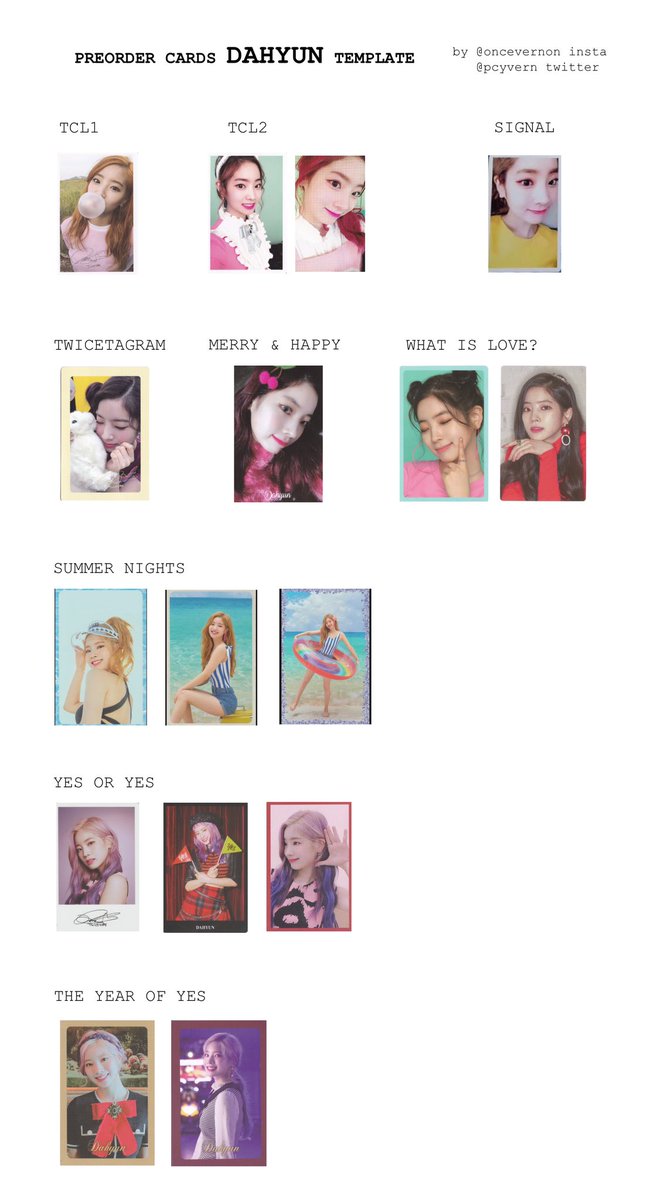 dahyun, chaeyoung, tzuyu preorder card templates