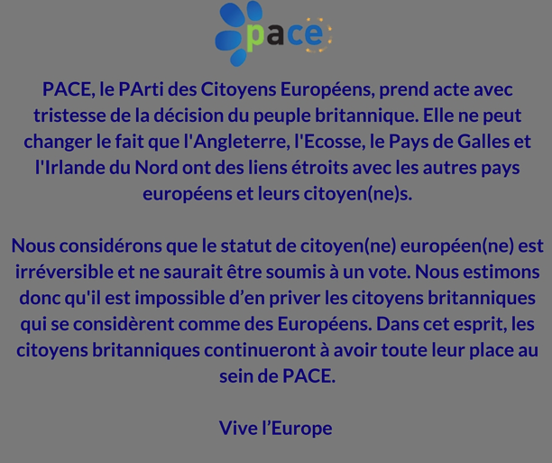 Pour mémoire, la publication de Pace au lendemain du #Referendum #Brexit, le 24 juin 2016. Nous y demandions le maintien de la #citoyennetéeuropéenne pour les #Britanniques qui le souhaitent. @NewEuropeans @MouvEuropeen_Fr @JeunesEuropeens @sayyes2europe @guardian @Reuters @lobs