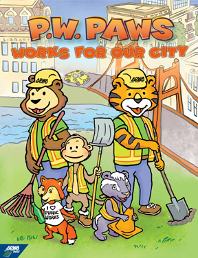 ApwaStore's tweet photo. Our #FeatureProduct this week is the P.W. Paws 12-page coloring book, designed to help children learn about public works! Purchase your copy from the APWA Store today: https://t.co/ClwP58lNUT https://t.co/VTtQNqGipf