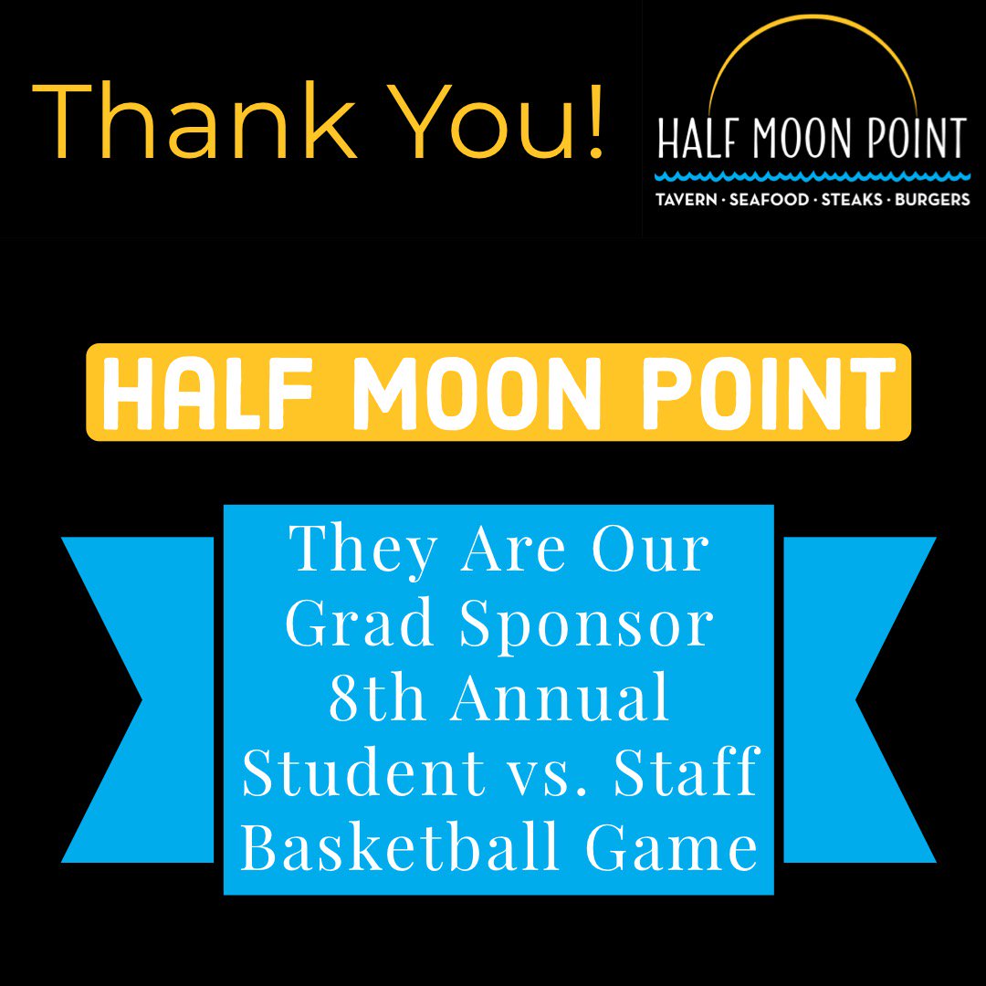 Shoutout to Half Moon Point for being a Grad Sponsor for our 8th Annual <a href="/pinebeltcars/">Pine Belt Cars</a> / <a href="/oceanfirstbank/">OceanFirst Bank</a> Student vs Staff Basketball Game 🏀🔥
Wednesday March 20th, 7:00 Tip-Off