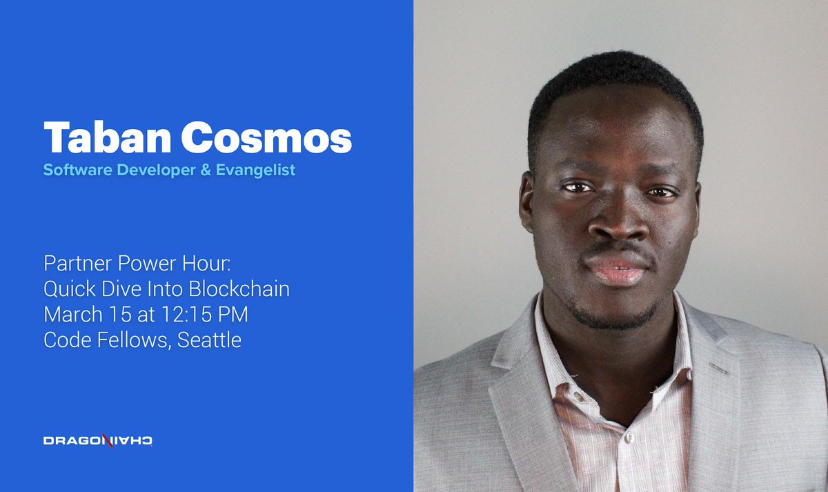 Dragonchain Developer, Taban Cosmos, will be a featured speaker at the <a href="/codefellows/">Code Fellows</a> campus tomorrow! His presentation, "Quick Dive Into Blockchain" will bring #developers into this emerging space and answer the big questions surrounding #blockchain. RSVP: ow.ly/jNBl30o30sQ