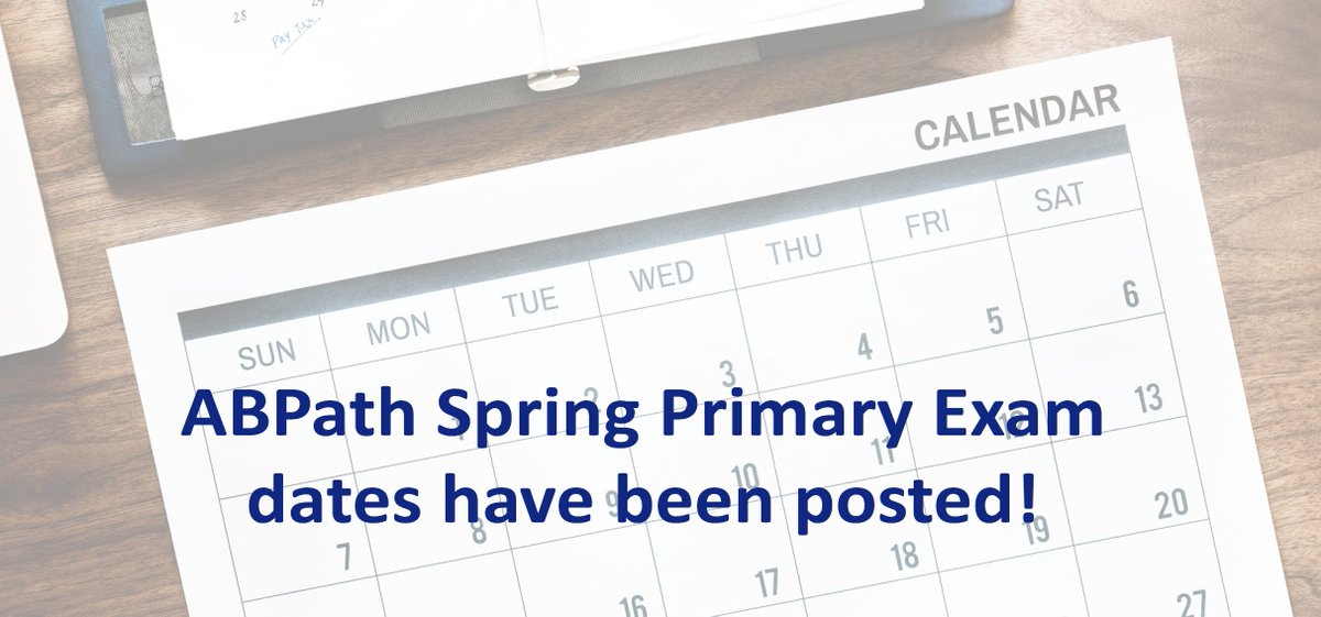 TheABPath's tweet image. The Spring 2019 Primary Exam dates have been released. Please log in to PATHway and check the Board Correspondence tab to view your date assignments. abpath.org . #pathology #abpath #certification
