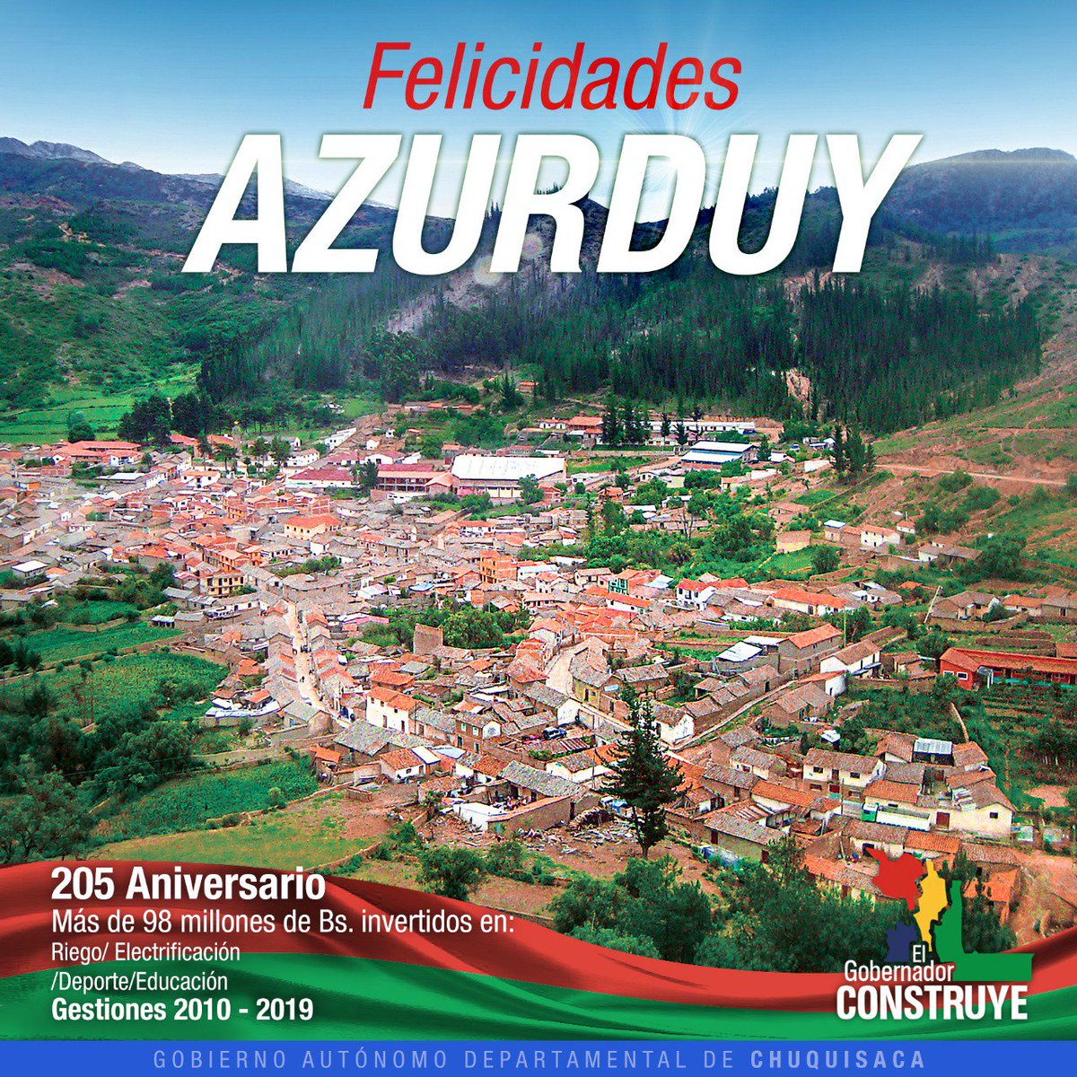 EstebanUrquizuC's tweet image. Felicitar al municipio de Azurduy que hoy está de aniversario, nuestro compromiso de seguir trabajando con el mismo entusiasmo, en beneficio de sus habitantes. 
¡Felicidades a la tierra del queso y la marcada!