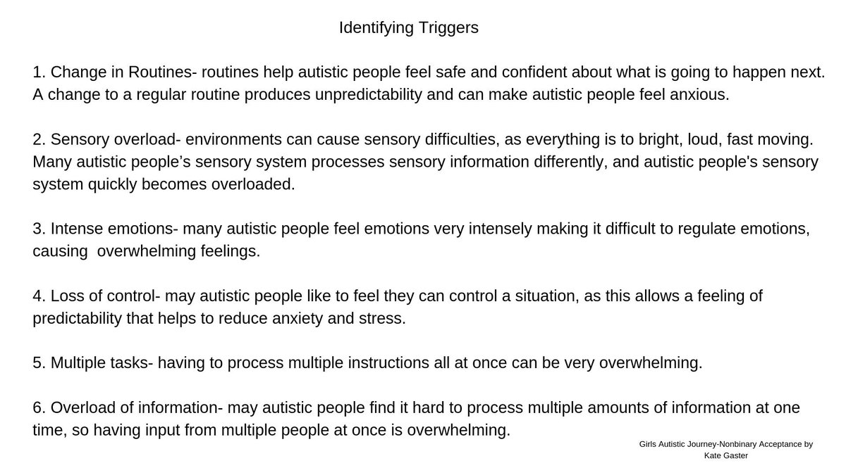 KateGaster78's tweet photo. Second tweet has the trigger support strategies in #ActuallyAutistic https://t.co/5eBPhtGshC